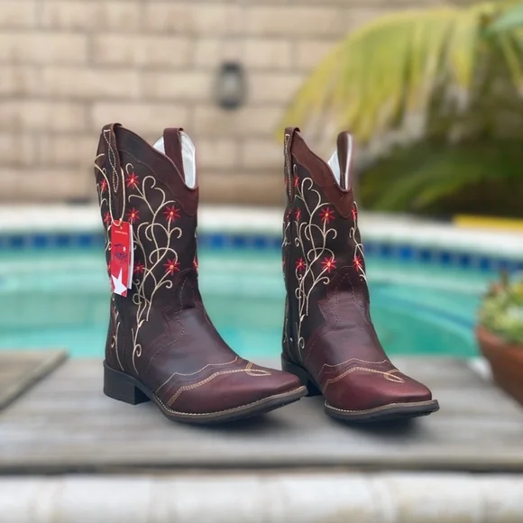 QUT Western Boots for Women Cowboy Riding Mid-Calf Real Leather Zip Cowgirl Boot - Picture 5 of 14